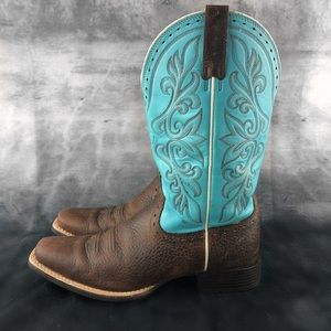 Ariat Ladies Rundown Brown Oiled Rowdy Turq. Boot